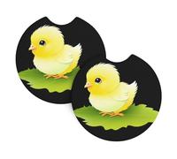 Car Coasters set of 2 YYHWHJDE Baby Chick On The Leaf Prints Odorless Cup for All Standard Cup Holders, Perfect for Cars, Trucks, SUVs -2.7 in