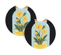 Car Coasters set of 2 YYHWHJDE Flowers In Honey Jar Prints Odorless Cup for All Standard Cup Holders, Perfect for Cars, Trucks, SUVs -2.7 in