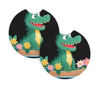 Car Coasters set of 2 YYHWHJDE Little crocodile on the flower boat Pattern Odorless Cup for All Standard Cup Holders, Perfect for Cars, Trucks, SUVs -2.7 in