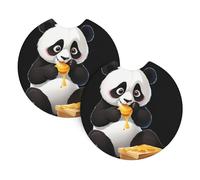 Car Coasters set of 2 YYHWHJDE Panda eating honey Pattern Odorless Cup for All Standard Cup Holders, Perfect for Cars, Trucks, SUVs -2.7 in