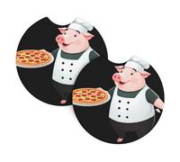 Car Coasters set of 2 YYHWHJDE Pizza Making Pig Prints Odorless Cup for All Standard Cup Holders, Perfect for Cars, Trucks, SUVs -2.7 in