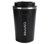 Car Coffee Cup with Anti-Splash Lid, 380ml Double Layer Stainless Steel Thermal Coffee Bottle, Travel Mug, Vacuum Insulated Water Cup (Black)