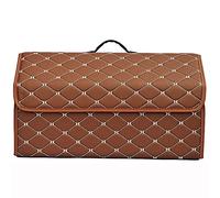 Car Collapsible Trunk Boot Tidy Storage Organiser Box for LAND ROVER Range Rover Discovery Evoque PU Leather Waterproof Multifunctional With Lid Foldable Organize,Brown Style-L