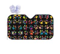 Car Colorful Dog Paw Print Windshield Sunshade,Foldable Reflective Uv Heat Shield,Universal Fit,Keeps Interior Cool