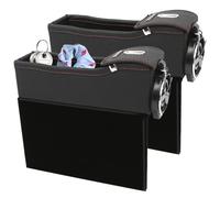 Car Column Box | Leather Set of 2 Front Seat Storage Box for Vehicles | Side Pocket Holder with Drink Holder, USB Port, Mobile Phone, Glasses, Cards | Multifunctional Outo Seat Storage