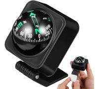 Car Compass Ball for Dashboard, 360° Adjustable Navigation Compass for Vehicle Truck Boat, 2.59" Compact Road Trip Gadgets for Off-Road Adventures, Black ABS Acrylic Universal Marine Direct