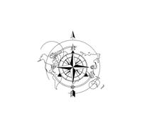 Car Compass Map Wall Sticker For Caravan Camper Van Motorhome Vanlife RV Camping Trailer Decal Auto(Black,30x30cm)
