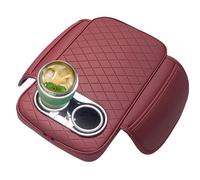 Car Console Arm Gauge Cushion - PU Leather Armrest Cushion with Cup Holder, Extra Soft Comfort Padding, Adjustable Middle Level for the Centre, Universal Vehicle Storage Bag