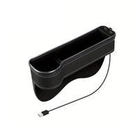Car Console Covers Car Seat Gap Filler Cup Holder Color Change Changing LED Crevice Storage Organizer Box With 2 USB Charger(1pcs Left Black)