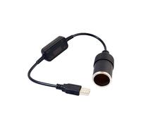 Car Converter Adapter Wired Controller USB to Cigarette Lighter Socket 5V to 12V Boost Power Adapter Cable(Black)