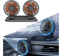 Car Cooling Fan, 12/24V Car Fan 360° Adjustable Dual Head Cooling Air Fan Brushless Motor Low Noise Automobile Vehicle Fan, for Car/SUV/RV/Truck/Boat Use/Golf Carts or Home(Size:24V)