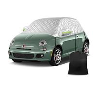 Car Cover Compatible with 2007-2025 Fiat 500, Opaltool 6 Layers Half Car Cover with Hooks, Reflective Strip and Ear Caps for Snow Ice Frost Protection