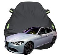 Car Cover for Alfa Romeo Giulia, Breathable Oxford Car Tarpaulin, Snowproof Scratchproof Anti-UV All Weather Protection,Black-Plus-Cotton