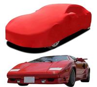 Car Cover for Lamborghini Countach, Elastic Breathable Dustproof Fabric Indoor Windproof Protection Elastic Cotton Car Covers,Red