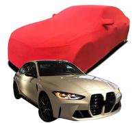 Car Cover Indoor for BMW M3 Competition, Elastic Velvet Stretch Dust-Proof Protection Full Car Cover, Breathable Soft Fabric Indoor,Red