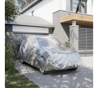Car Cover Silver XL 190T Polyester PU Coated Windproof Elastic Straps Waterproof