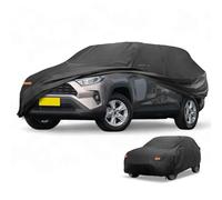 Car Cover Waterproof All Weather 210D-PU, UV Sun Rain Protection, for RAV4, with Left Side Zipper & Mirror Pockets, Black Protect car paint