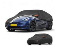 Car Cover Waterproof All Weather Sun Rain Protection Full Exterior for Tesla Model Y Black with Left Side Zippers Protect car paint