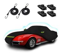 Car Covers for 1968-1982 Corvette C3, 6 Layers 210T Waterproof All Weather Sun UV Rain Snow Outdoor Windproof Full C3 Car Cover with Cotton Lining & Door Zipper-Black