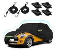 Car Covers for 2002-2024 Mini Cooper/Cooper S/Hardtop/Convertible 2-Door, 210T Waterproof All Weather Cooper Full Car Cover Outdoor Custom-fit Cotton Lining Windproof Cover with Door Zipper(Black)