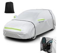 Car Covers Waterproof Breathable for Kia Rio 4(IV) YB 2017-2024, All Weather Full Car Cover with Door Zipper, Windproof Strap Storage Bag PE Oxford,Silver