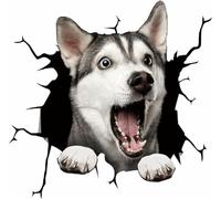 Car Crack Decals, Pet Stickers, Realistic Animal Funny Static Stickers, Durable 3D Door Decoration, Simulation Husky Glass, Merchandise Decals and Stickers