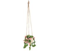 Car Crochet Hanging Plant Ornament, Auto Decoration Hand Knitted Pendant for Car Rearview Mirror Home Decoration Charms