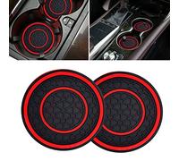 Car Cup Coasters - 2 Pack 2.75 Inch Diameter Universal Auto Anti Slip Cup Holder Insert Coaster, Suitable for Most Car Interior Accessories(Red)
