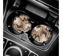 Car Cup Holder 2 Pack Taupe and White Absorbent Car Coasters Non-Slip Insert Cup Holder Pads Durable Drink Mat Universal Car Interior Accessories for Most Vehicle