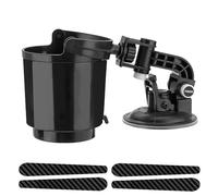 Car Cup Holder, Adjustable Drink Cup Holder with Car Door Handle Protector Sticker, Universal Anti-Spill Drink Fold Suction Cup Holder for Boat, Office, Desk, Surfboard (Black)