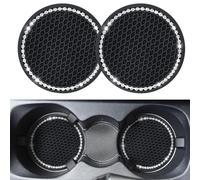 Car Cup Holder Coaster(2PCS), Car Cup Coasters, Anti Slip Cars Cup Holder Insert with Crystal Rhinestone, Universal Car decorations