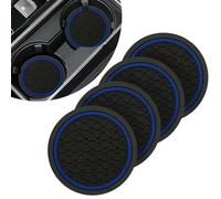 Car Cup Holder Coaster, 4PCS Anti-Slip Shockproof Car Coasters for Cup Holders, 2.76" Insert Water Bottle Holder Pads, Anti Dust Mats, Universal CarAccessories Interior for Most Vehicles (BlackBlue)