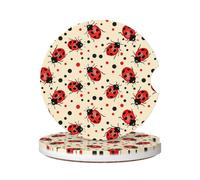 Car Cup Holder Coaster 6.5Cm, Retro Ladybug Polka Dot Universal Auto Cups Holders Insert Anti-Scratch Car Coasters For Cup Holder For Women Truck,2 Pcs