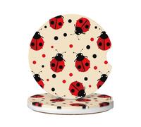 Car Cup Holder Coaster 6.5Cm, Retro Red Ladybug Dot Universal Auto Insert Coaster Non-Slip Cup Holder Insert Coasters For Truck Vehicle,2 Pcs