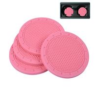 Car Cup Holder Coaster, Wisdompro 3 inch PVC Car Cup Holder Insert, 4 Pack Anti Slip Universal Vehicle Interior Accessories Car Coasters for Cup Holders for Women(Pink)