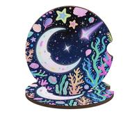 Car Cup Holder Coasters 2-Pack - Star Ocean Pattern Absorbent Wood & Cork Coasters for Car Cup Holders, Festive Car Accessories for Women & Men