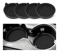 Car Cup Holder Coasters,4PCS Universal Silicone Non-Slip Car Drink Holder Mats, Waterproof Spill-Proof Cup Coasters for Car Interior Accessories, Vehicle Cup Insert Pads for Most Cars, Black (Black)