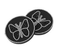 Car Cup Holder Coasters Black 2pcs Rhinestone with Butterfly Pattern | Fits Most Cars, Daily Driving Use, PVC Backing, Decorative Bling Finish, Easy to Maintain