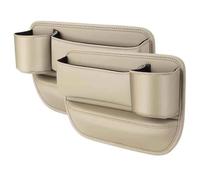 Car Cup Holder Gap Bag for Mercedes Benz C Class AMG GLC AMG Sport, PU Leather Seat Organizer Waterproof Gap Filler Storage Box with Usb Charging Hole Accessories,B/Beige