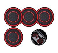 Car Cup Holder Insert - TRACOMPAN 4PCS Red 2.75" Anti-Slip & Heat-Resistant Coaster Mats | Shockproof Plastic Insulation Cup Mats | Universal Car Accessories Interior for Cars/SUVs/Trucks