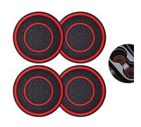 Car Cup Holder Inserts - DrbtldMZ 4PCS Red 2.75" Anti-Slip & Heat-Resistant Coaster Mats | Shockproof Plastic Insulation Cup Mats | Universal Car Accessories Interior for Cars/SUVs/Trucks