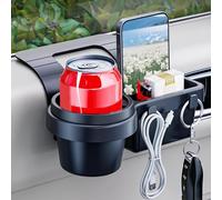 Car Cup Holder Organizer | Door Cup Holder Car Organization - Storage Box Small Phone Mount Container with Hooks, Organization and Storage for Keys Cable Management