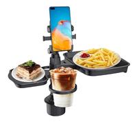 CAR CUP HOLDER TRAY - 4 IN 1 SWIVEL TRAY, Adjustable Travel Food Table | Multifunctional Car Holder Expander, 360 Degree Rotation, Perfect for Road Trip, Travel, Car Organizer Accessories