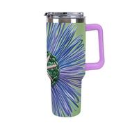 Car Cup With Handle 40 Oz 304 Stainless Steel Water Bottle Modern Silk Threads Cloverleaf Filigree Printed Large Capacity Metal Coldest Flask Travel Mug Insulated Tumblers Iced for Tea Coffee Gift