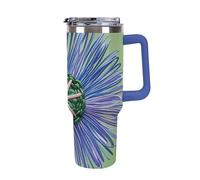 Car Cup With Handle 40 Oz 304 Stainless Steel Water Bottle Modern Silk Threads Cloverleaf Filigree Printed Large Capacity Metal Coldest Flask Travel Mug Insulated Tumblers Iced for Tea Coffee Gift
