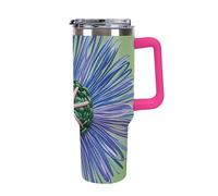 Car Cup With Handle 40 Oz 304 Stainless Steel Water Bottle Modern Silk Threads Cloverleaf Filigree Printed Large Capacity Metal Coldest Flask Travel Mug Insulated Tumblers Iced for Tea Coffee Gift