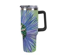 Car Cup With Handle 40 Oz 304 Stainless Steel Water Bottle Modern Silk Threads Cloverleaf Filigree Printed Large Capacity Metal Coldest Flask Travel Mug Insulated Tumblers Iced for Tea Coffee Gift