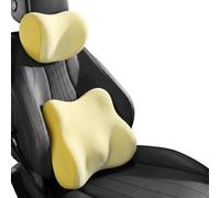 Car Cushion Lumbar Pillow Headrest for Seat Leon 3 SC (5F) 2013-2020 & FR/Cupra (5-Türer,Kombi), Waterproof Ergonomic Premium Memory Foam Car Neck Cushion & Lumbar Support Pillow Set,Yellow