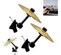 Car Cymbal Air Vent Clips, 2 Pack 5.5" Golden Mini Crash Cymbals for Road Trip Fun, Hands-Free Cars Symbol Drum, Quirky Gift for Music Lovers & Drummers