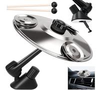 car cymbal，Three-piece mini car cymbal air vent，Comes with a pair of ethereal drumsticks，car symbol drum air vent for stress relief，Suitable for all types of vehicles（silver）